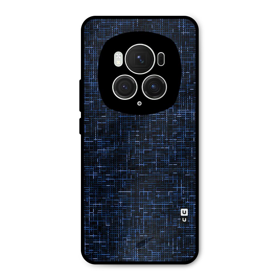 Criss Cross Blue Pattern Metal Back Case for Honor Magic6 Pro