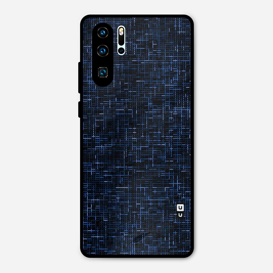 Criss Cross Blue Pattern Metal Back Case for Huawei P30 Pro