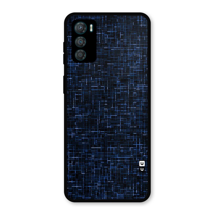 Criss Cross Blue Pattern Metal Back Case for Moto G42