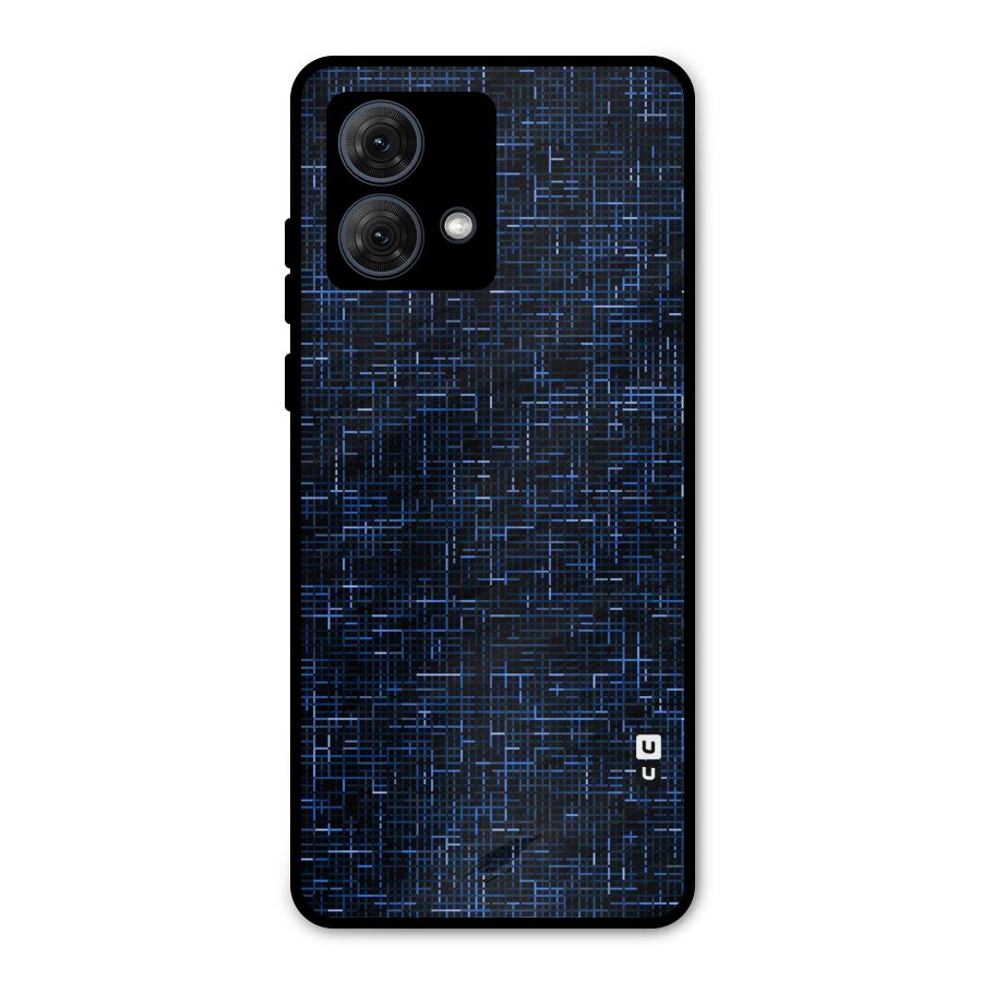 Criss Cross Blue Pattern Metal Back Case for Moto G84