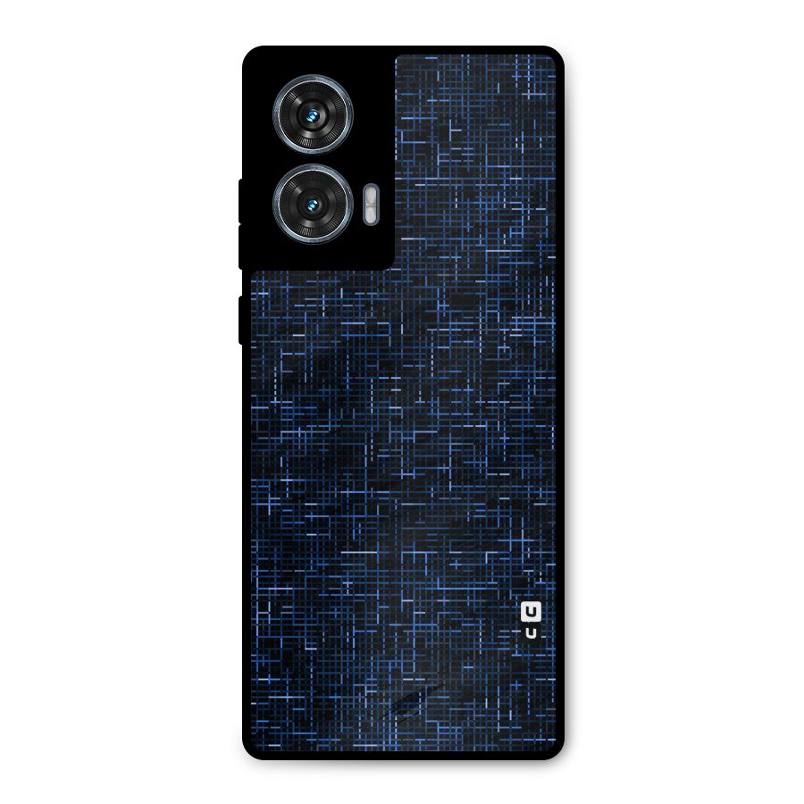 Criss Cross Blue Pattern Metal Back Case for Motorola Edge 50 Fusion