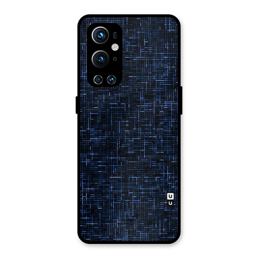 Criss Cross Blue Pattern Metal Back Case for OnePlus 9 Pro