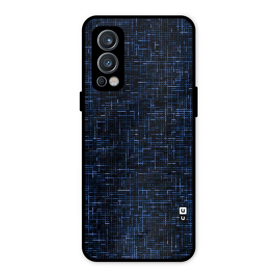 Criss Cross Blue Pattern Metal Back Case for OnePlus Nord 2 5G