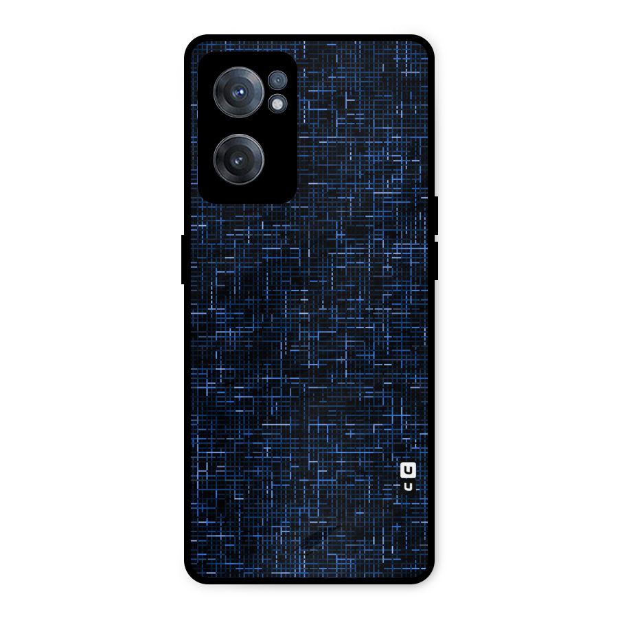 Criss Cross Blue Pattern Metal Back Case for OnePlus Nord CE 2 5G