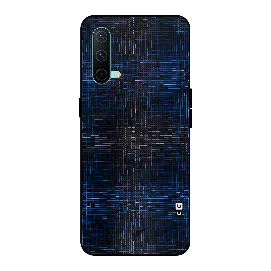 Criss Cross Blue Pattern Metal Back Case for OnePlus Nord CE 5G