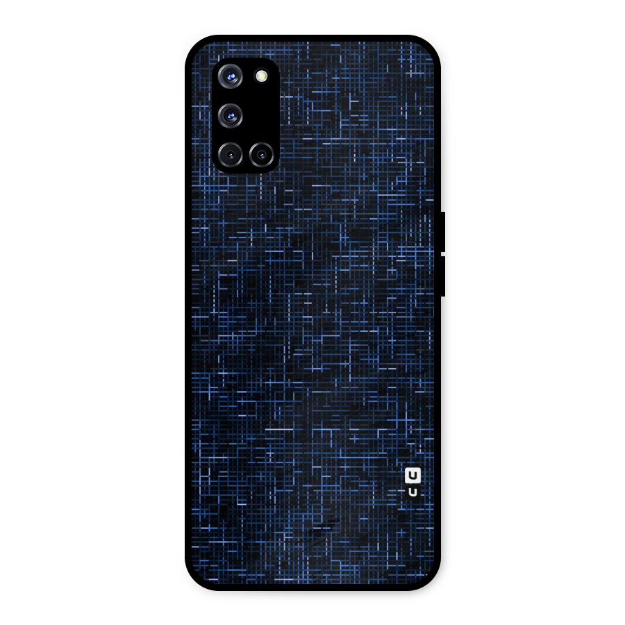 Criss Cross Blue Pattern Metal Back Case for Oppo A52