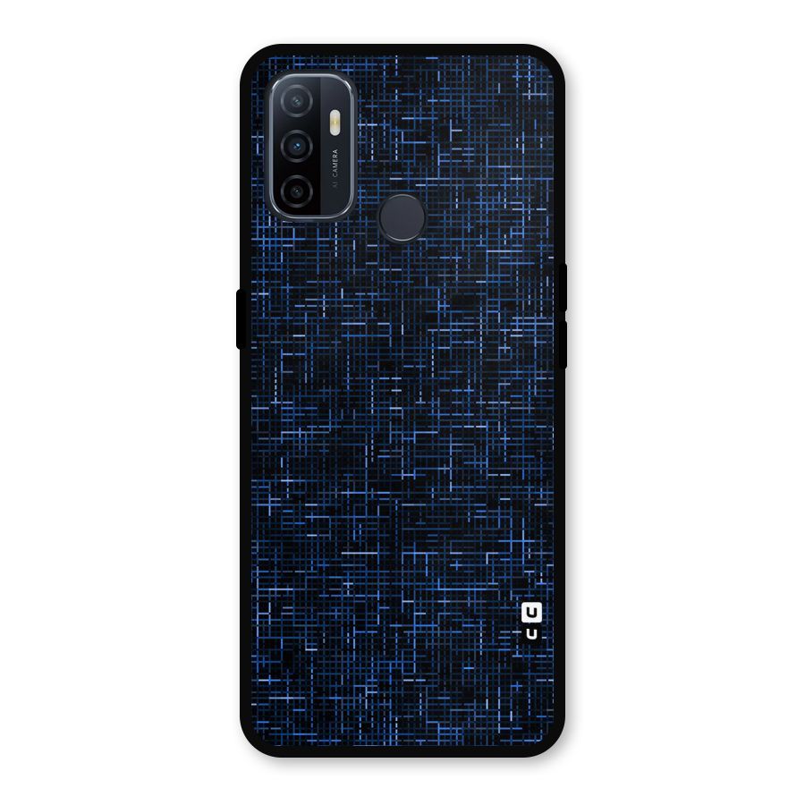 Criss Cross Blue Pattern Metal Back Case for Oppo A53