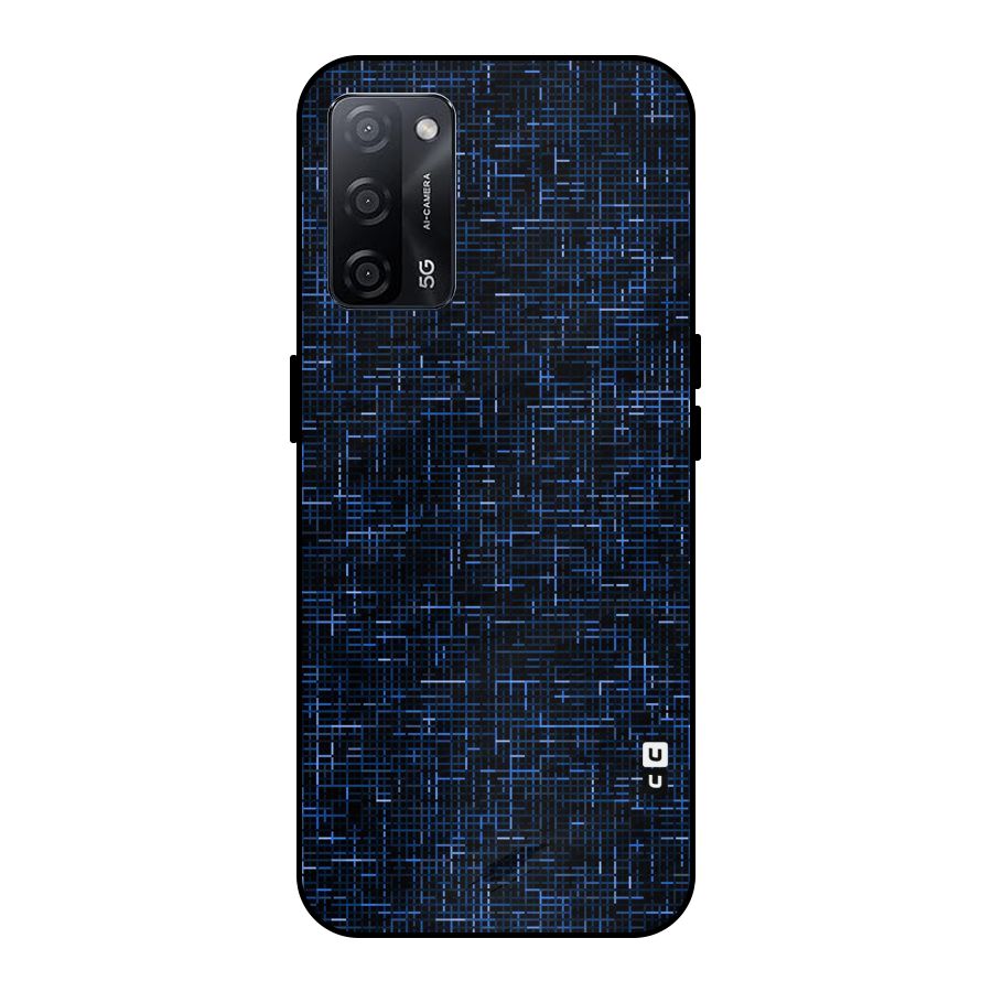 Criss Cross Blue Pattern Metal Back Case for Oppo A53s 5G