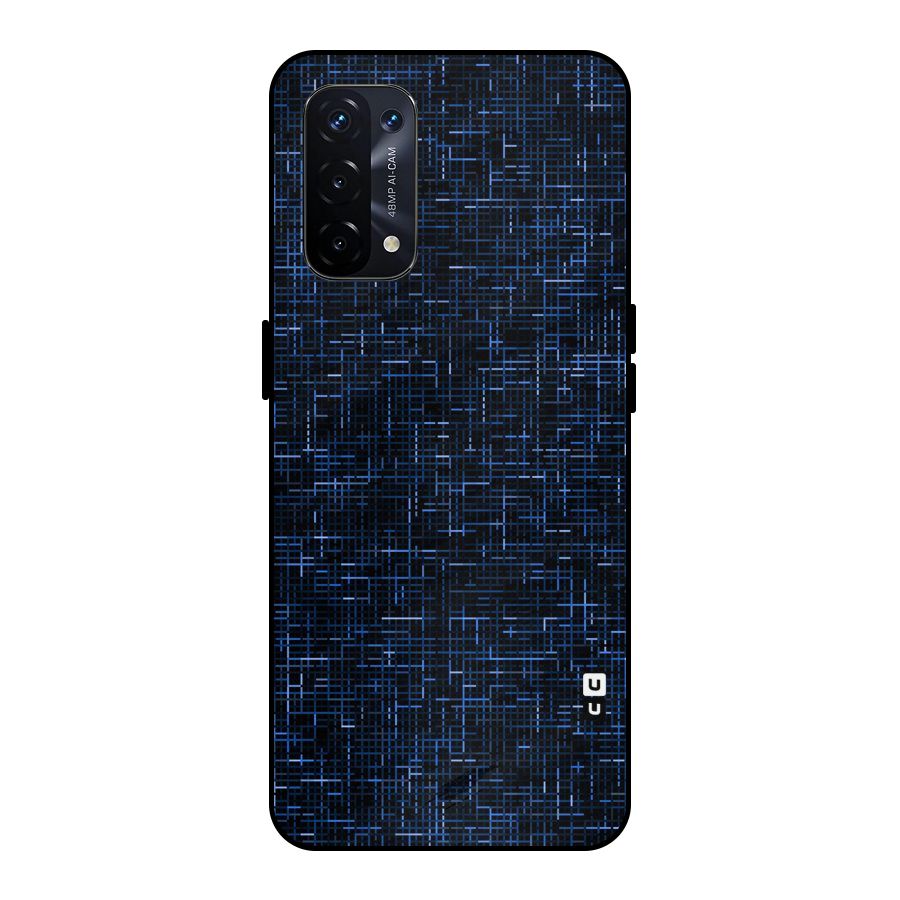 Criss Cross Blue Pattern Metal Back Case for Oppo A74 5G