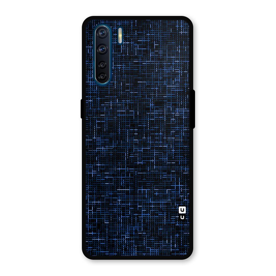 Criss Cross Blue Pattern Metal Back Case for Oppo F15