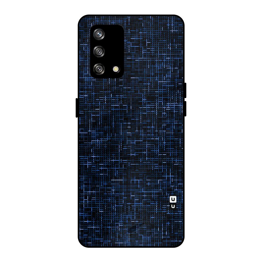 Criss Cross Blue Pattern Metal Back Case for Oppo F19
