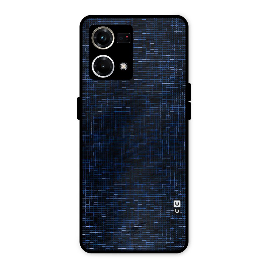 Criss Cross Blue Pattern Metal Back Case for Oppo F21 Pro 4G