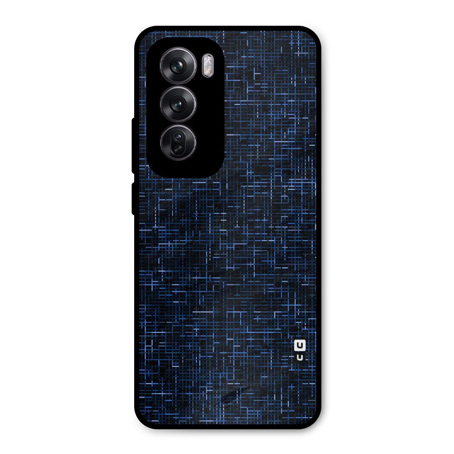 Criss Cross Blue Pattern Metal Back Case for Oppo Reno12 Pro