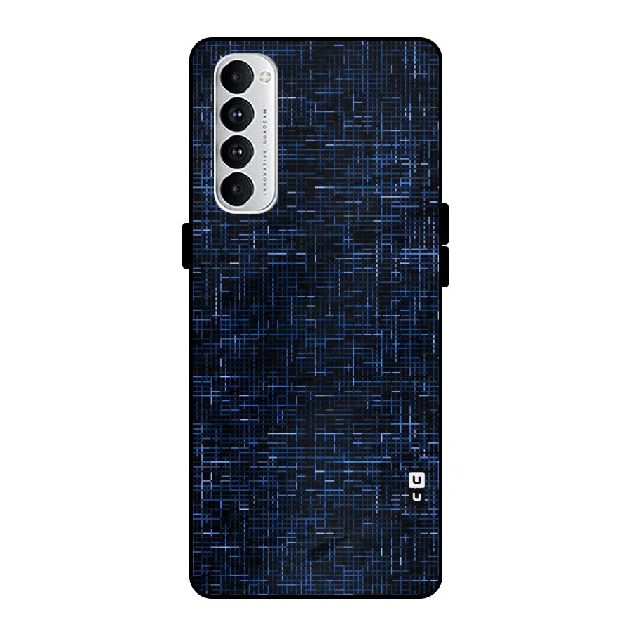 Criss Cross Blue Pattern Metal Back Case for Oppo Reno4 Pro