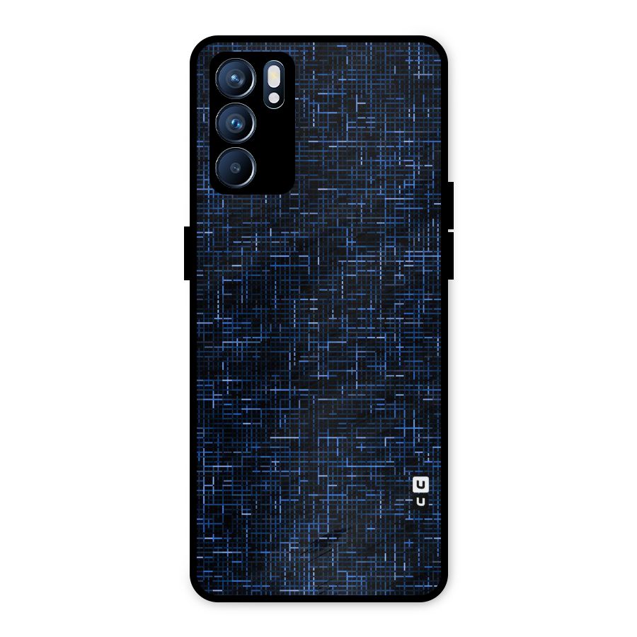 Criss Cross Blue Pattern Metal Back Case for Oppo Reno6 5G