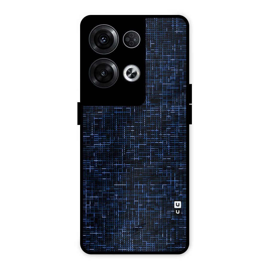 Criss Cross Blue Pattern Metal Back Case for Oppo Reno8 Pro 5G