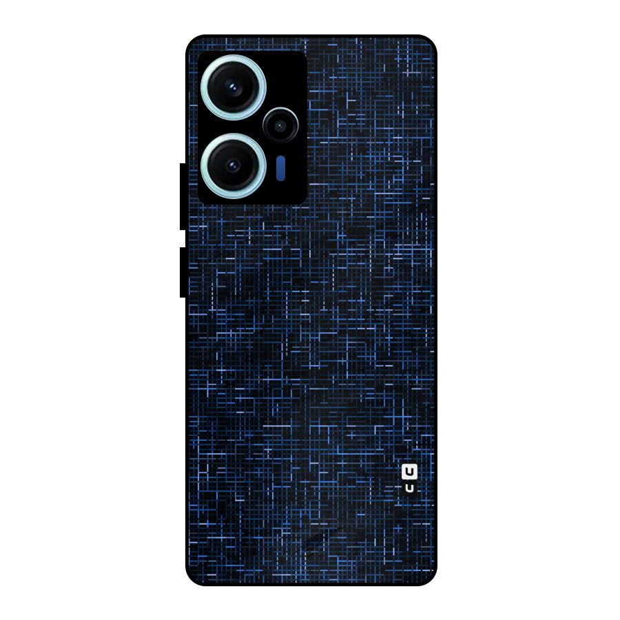 Criss Cross Blue Pattern Metal Back Case for Poco F5
