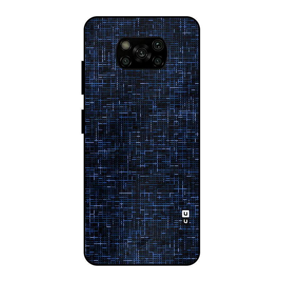 Criss Cross Blue Pattern Metal Back Case for Poco X3