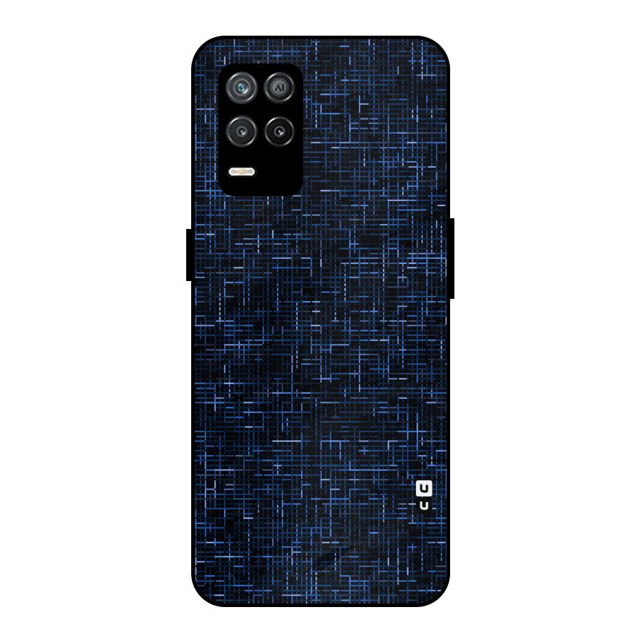 Criss Cross Blue Pattern Metal Back Case for Realme 8s 5G