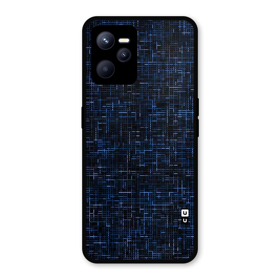 Criss Cross Blue Pattern Metal Back Case for Realme C35