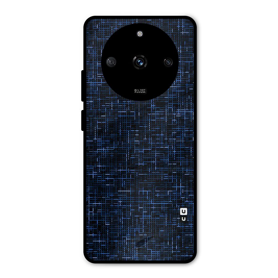Criss Cross Blue Pattern Metal Back Case for Realme Narzo 60 5G