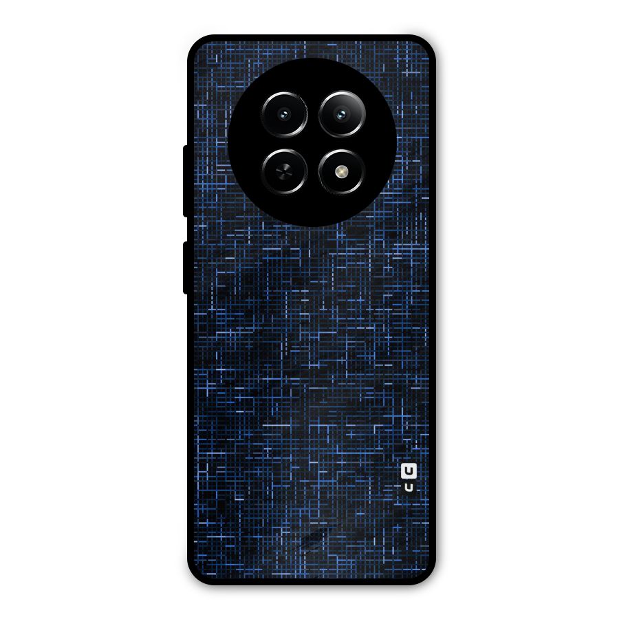 Criss Cross Blue Pattern Metal Back Case for Realme Narzo 70x 5G