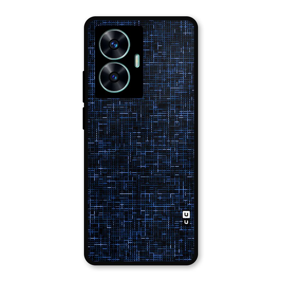 Criss Cross Blue Pattern Metal Back Case for Realme Narzo N55