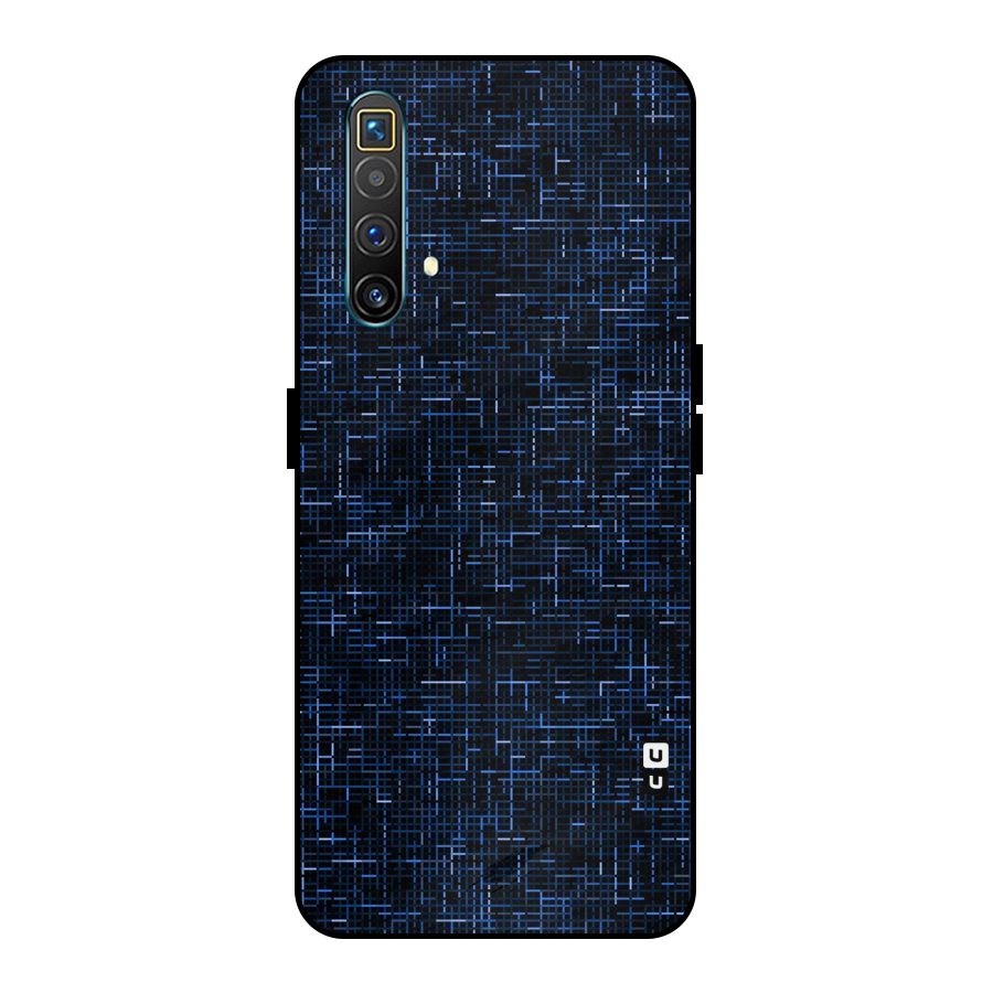 Criss Cross Blue Pattern Metal Back Case for Realme X3