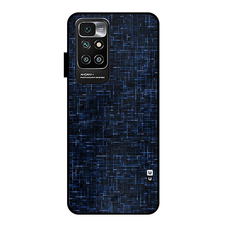 Criss Cross Blue Pattern Metal Back Case for Redmi 10 Prime