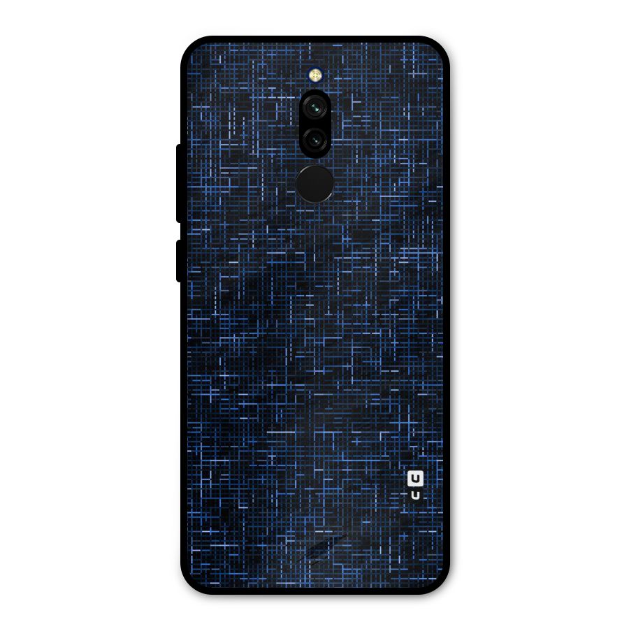 Criss Cross Blue Pattern Metal Back Case for Redmi 8