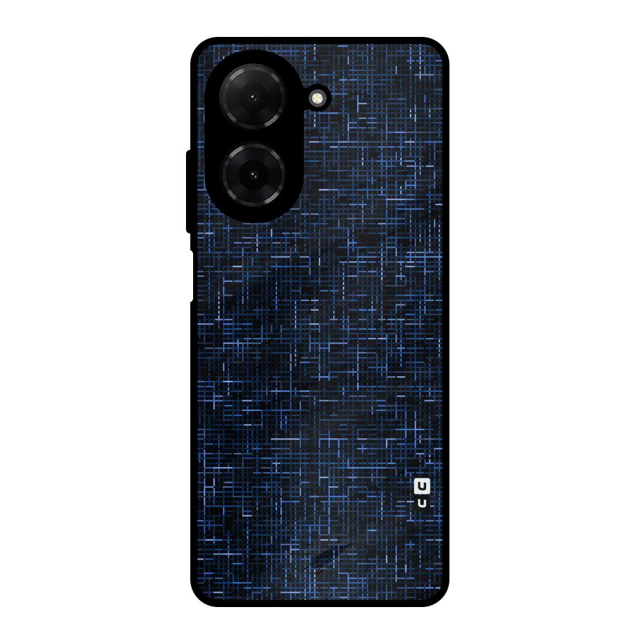 Criss Cross Blue Pattern Metal Back Case for Redmi A5 4G