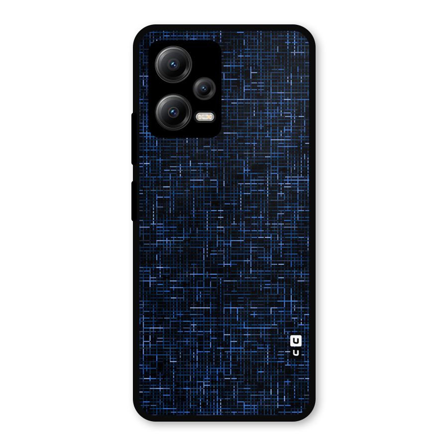 Criss Cross Blue Pattern Metal Back Case for Redmi Note 12 5G