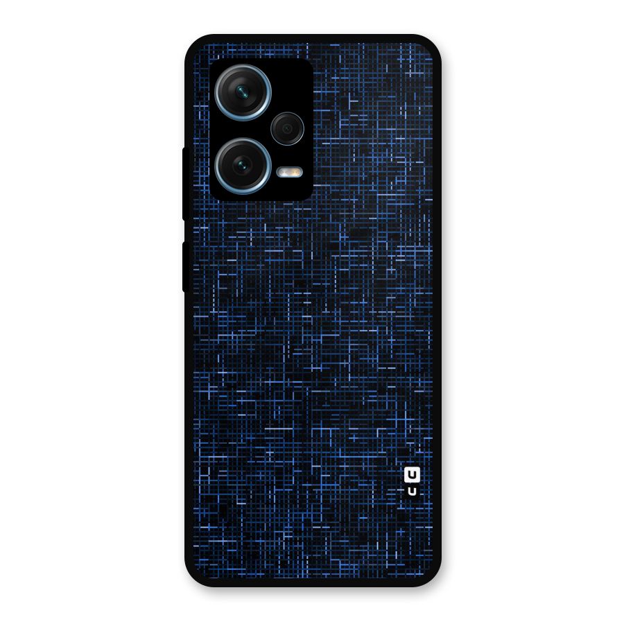 Criss Cross Blue Pattern Metal Back Case for Redmi Note 12 Pro Plus 5G