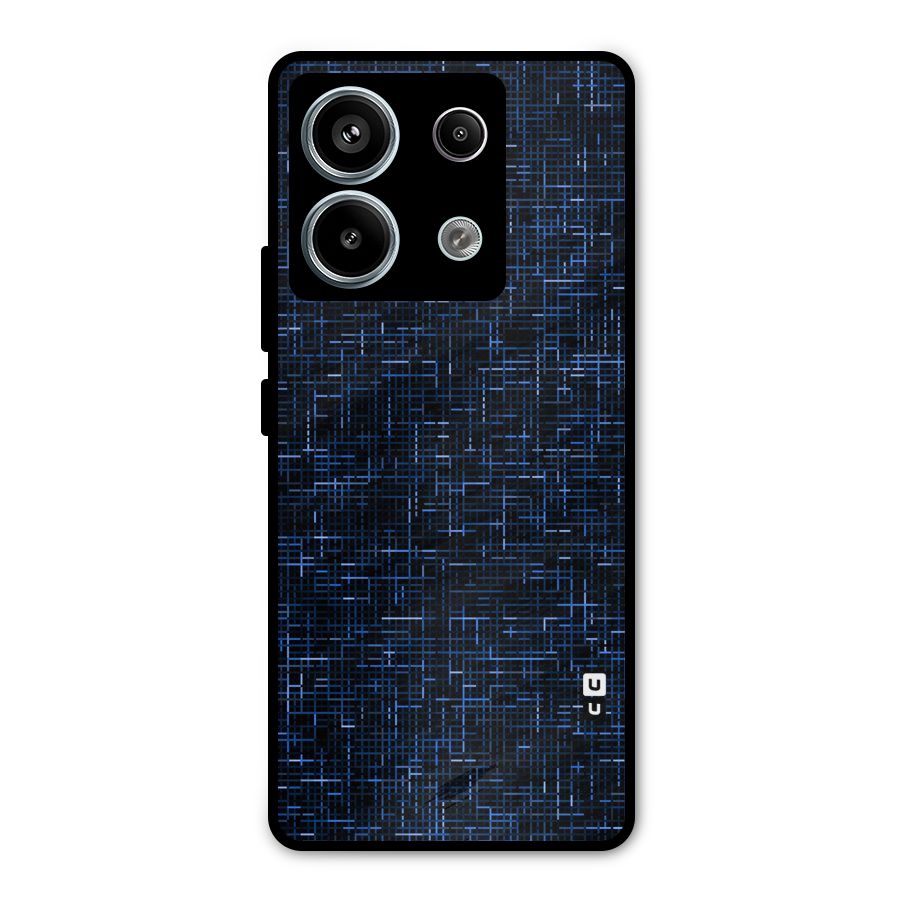 Criss Cross Blue Pattern Metal Back Case for Redmi Note 13 Pro 5G