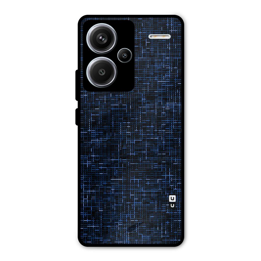 Criss Cross Blue Pattern Metal Back Case for Redmi Note 13 Pro Plus