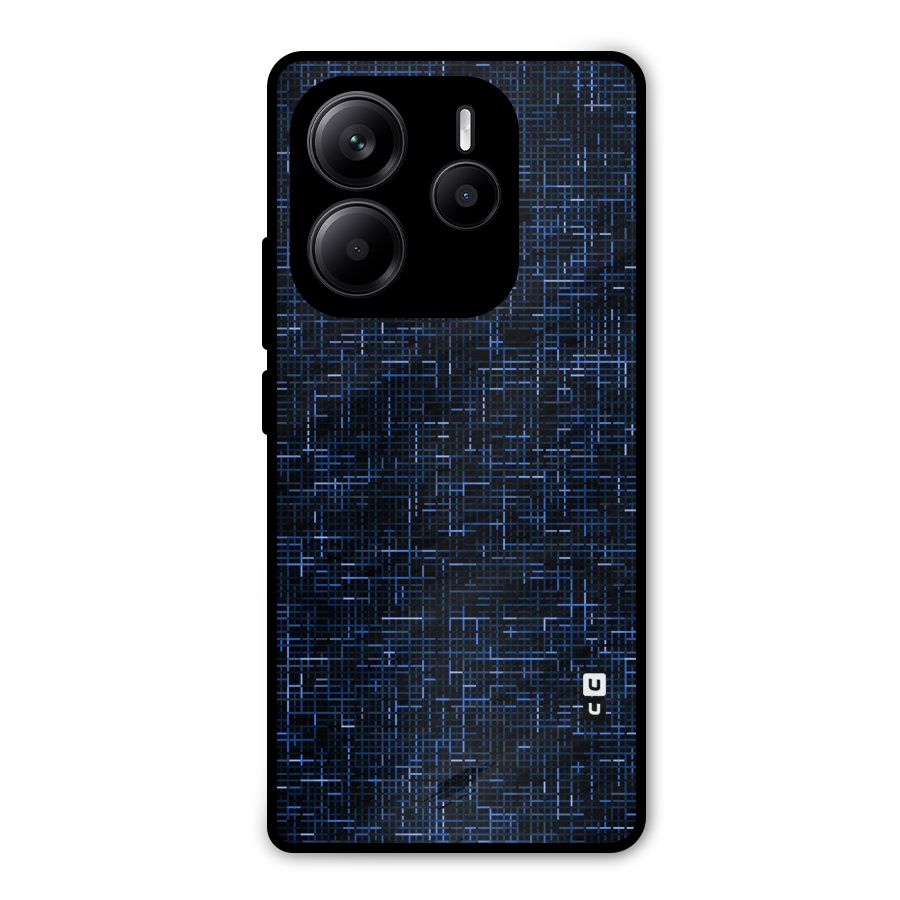 Criss Cross Blue Pattern Metal Back Case for Redmi Note 14 5G