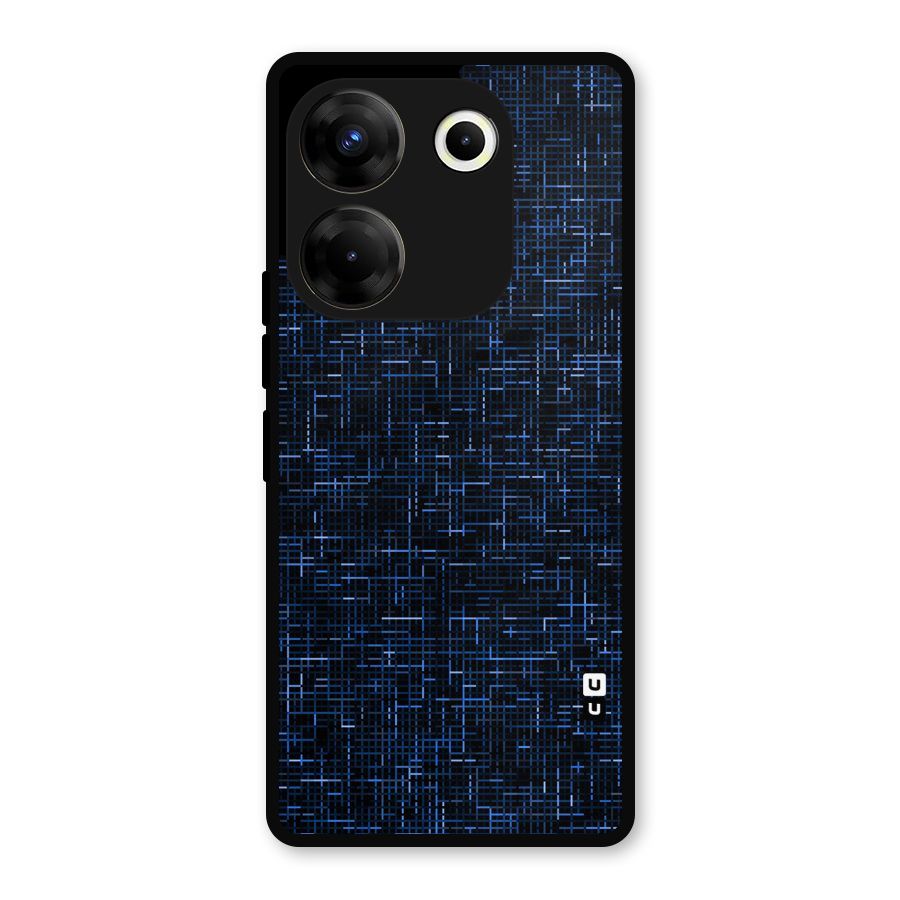 Criss Cross Blue Pattern Metal Back Case for Tecno Camon 20
