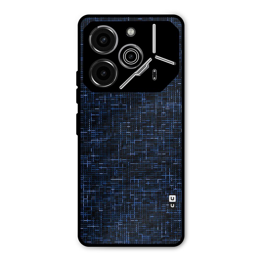 Criss Cross Blue Pattern Metal Back Case for Tecno Pova 6 Pro