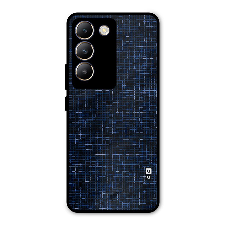 Criss Cross Blue Pattern Metal Back Case for Vivo T3 5G