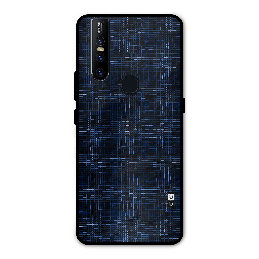 Criss Cross Blue Pattern Metal Back Case for Vivo V15