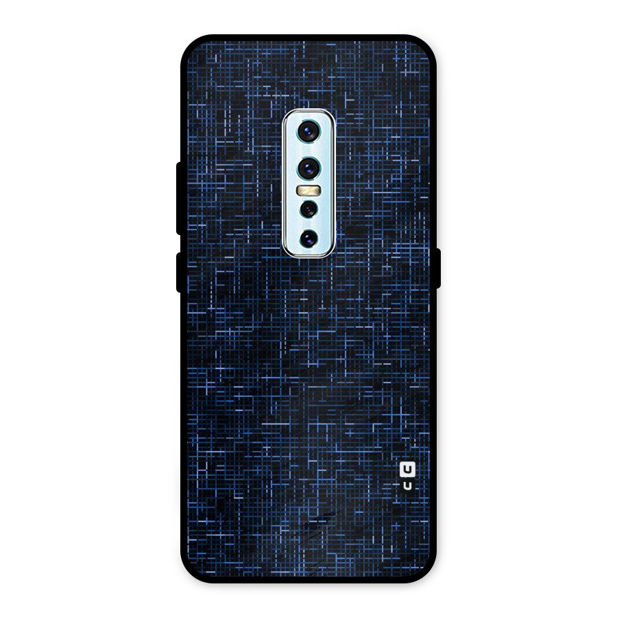 Criss Cross Blue Pattern Metal Back Case for Vivo V17 Pro