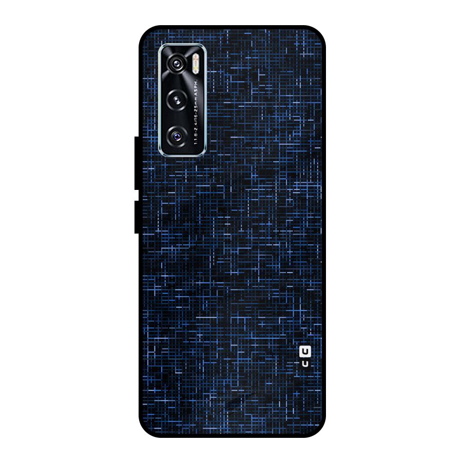 Criss Cross Blue Pattern Metal Back Case for Vivo V20 SE