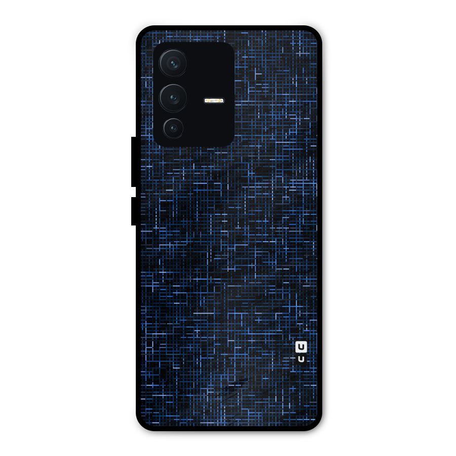 Criss Cross Blue Pattern Metal Back Case for Vivo V23 Pro