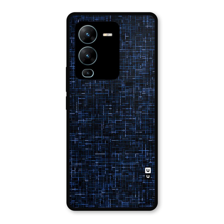 Criss Cross Blue Pattern Metal Back Case for Vivo V25 Pro