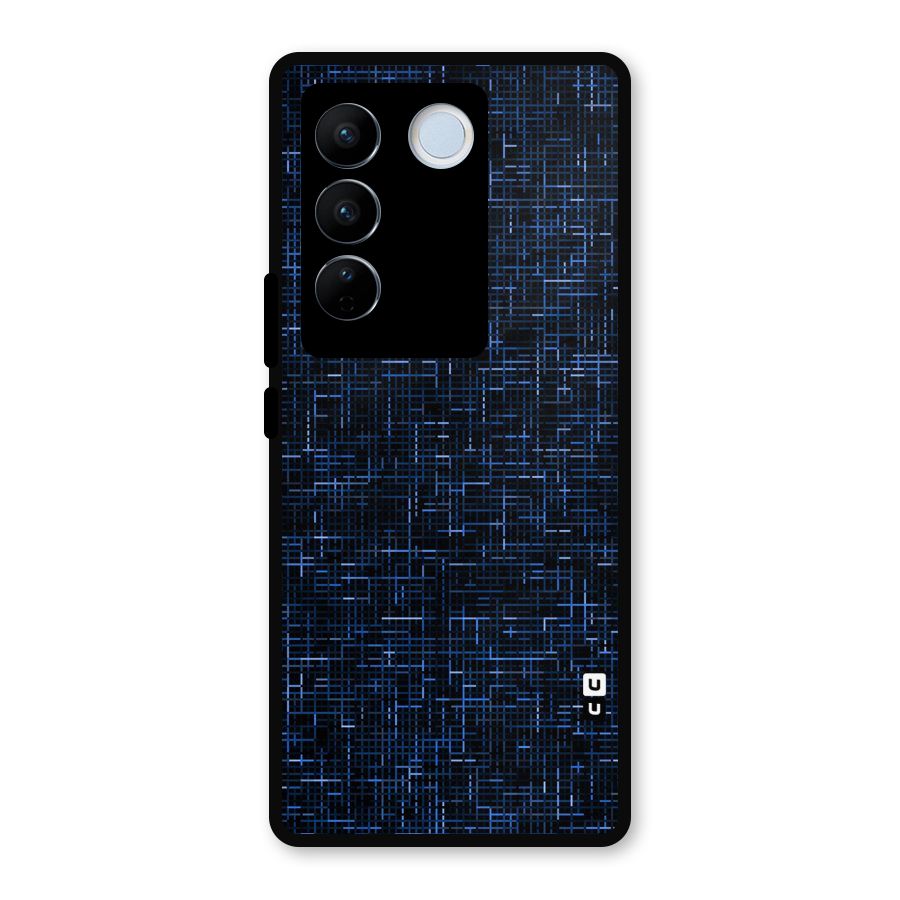 Criss Cross Blue Pattern Metal Back Case for Vivo V27