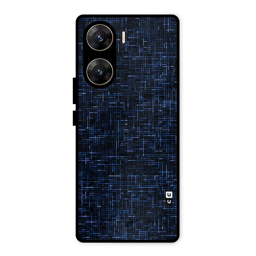 Criss Cross Blue Pattern Metal Back Case for Vivo V29e