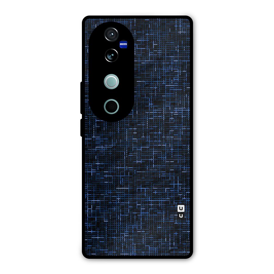Criss Cross Blue Pattern Metal Back Case for Vivo V40
