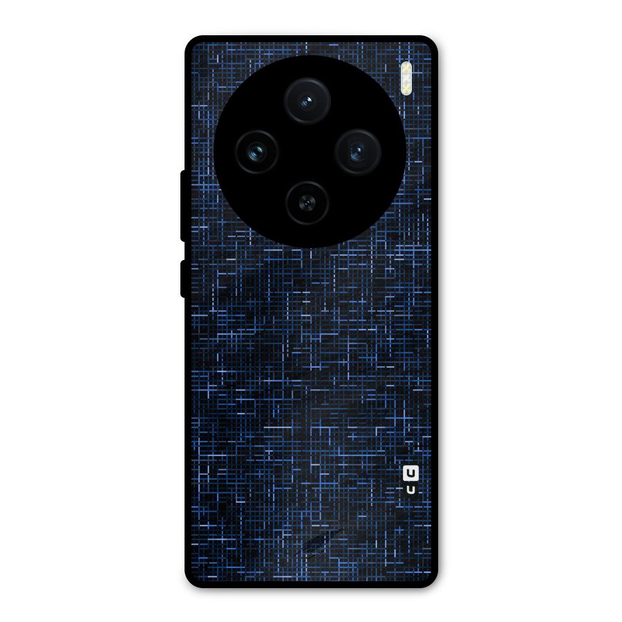 Criss Cross Blue Pattern Metal Back Case for Vivo X100