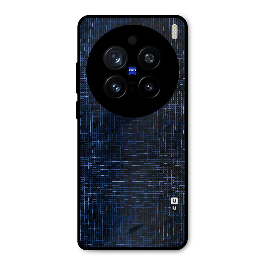 Criss Cross Blue Pattern Metal Back Case for Vivo X200 Pro