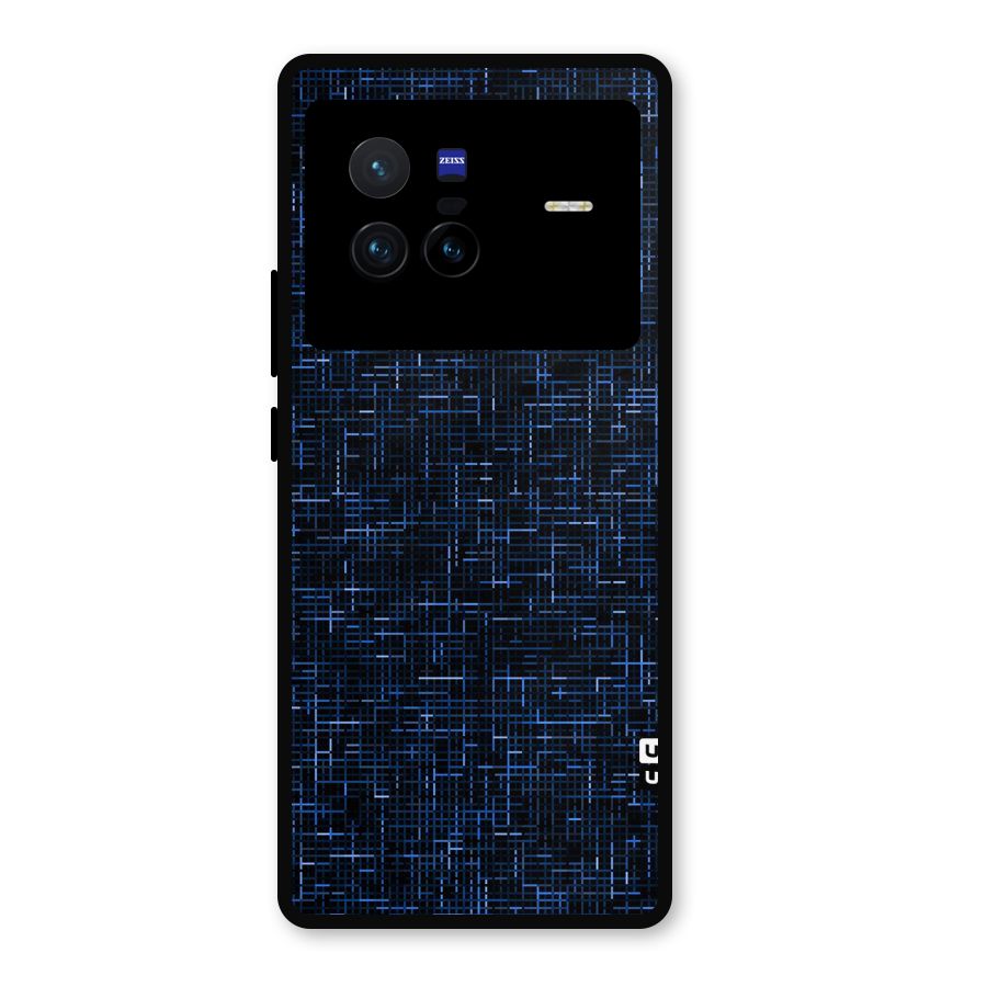 Criss Cross Blue Pattern Metal Back Case for Vivo X80